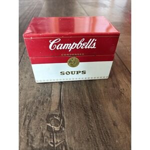 Vintage Campbell's Soup Metal Recipe Holder Storage Box Kitchenware Retro